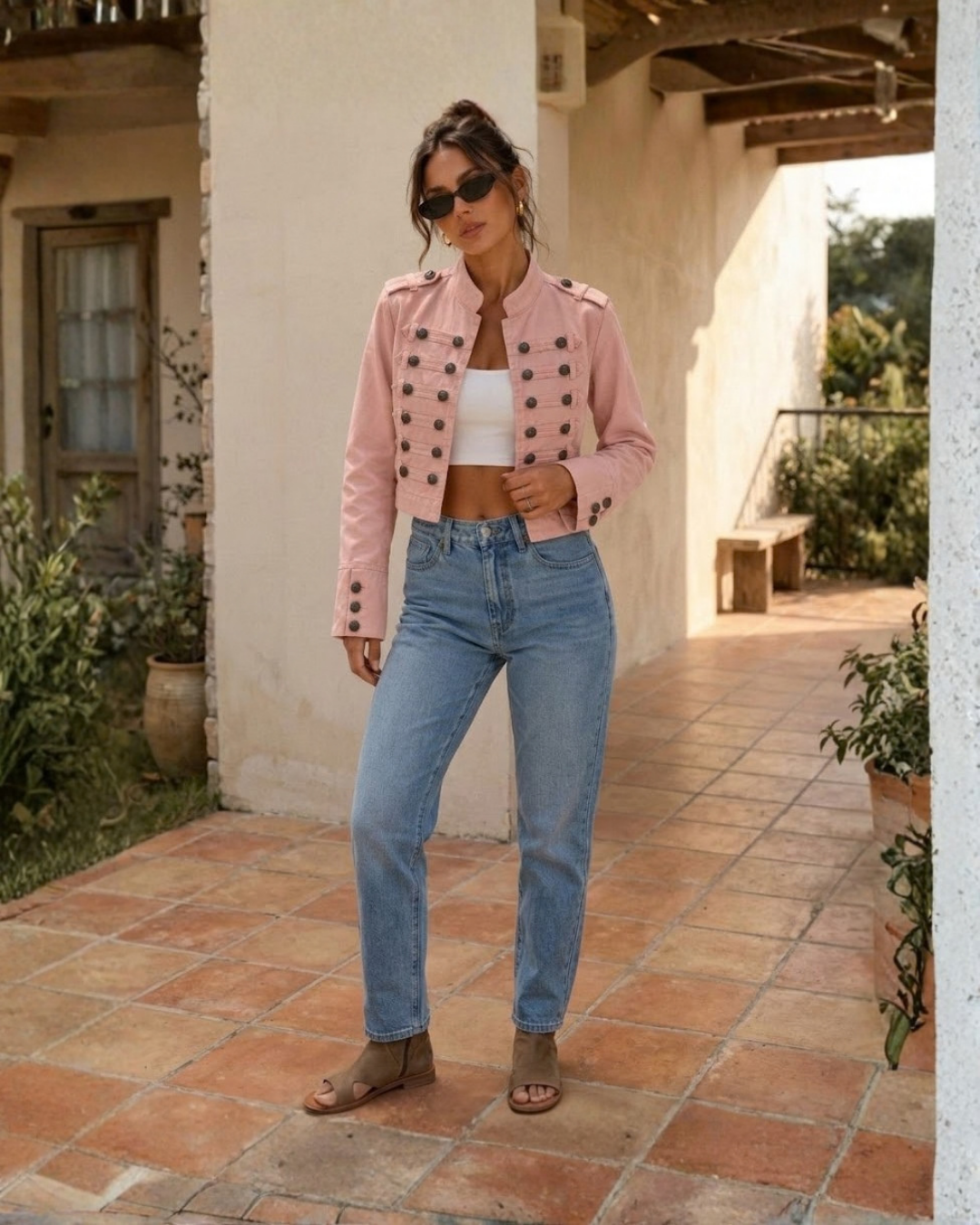 23706 Military Style Denim Jacket
