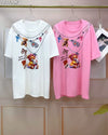 24190 Teddy Charm Graphic Oversized Tee