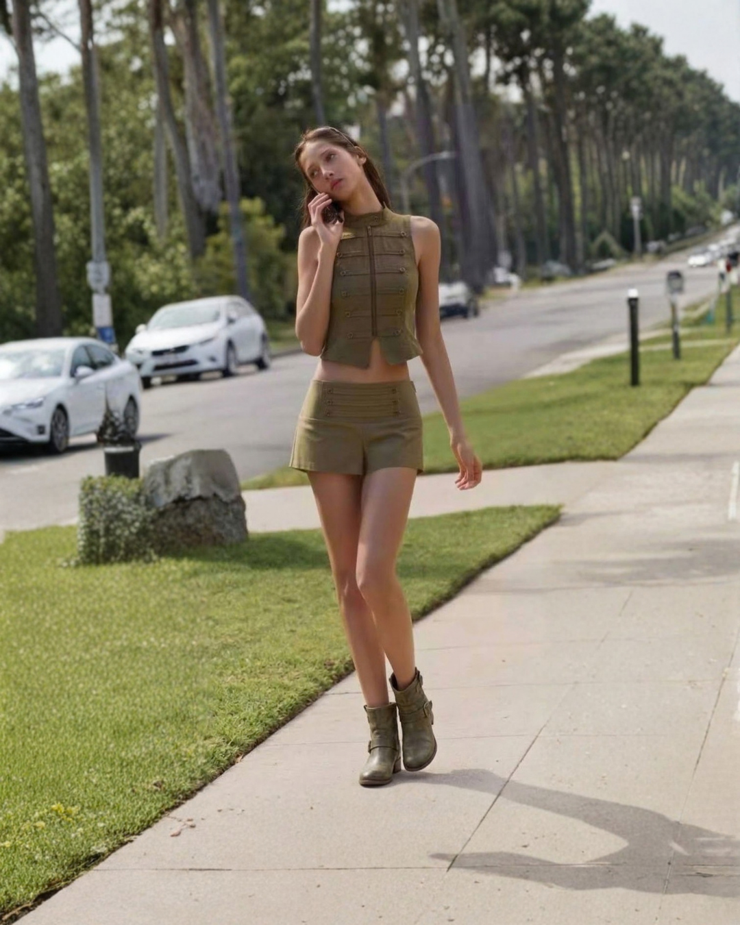 24796 Military Zip-Front Cropped Vest