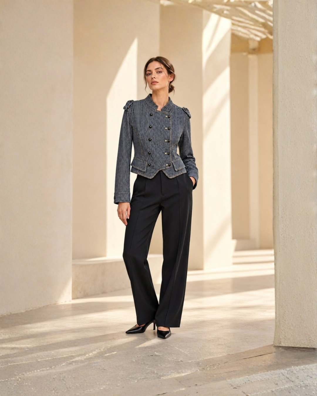 24832 Pinstripe Double-Breasted Jacket