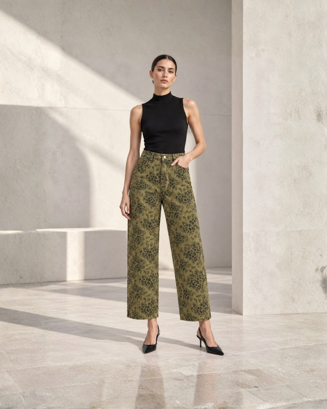 24880 Leopard Print Wide-Leg Pants