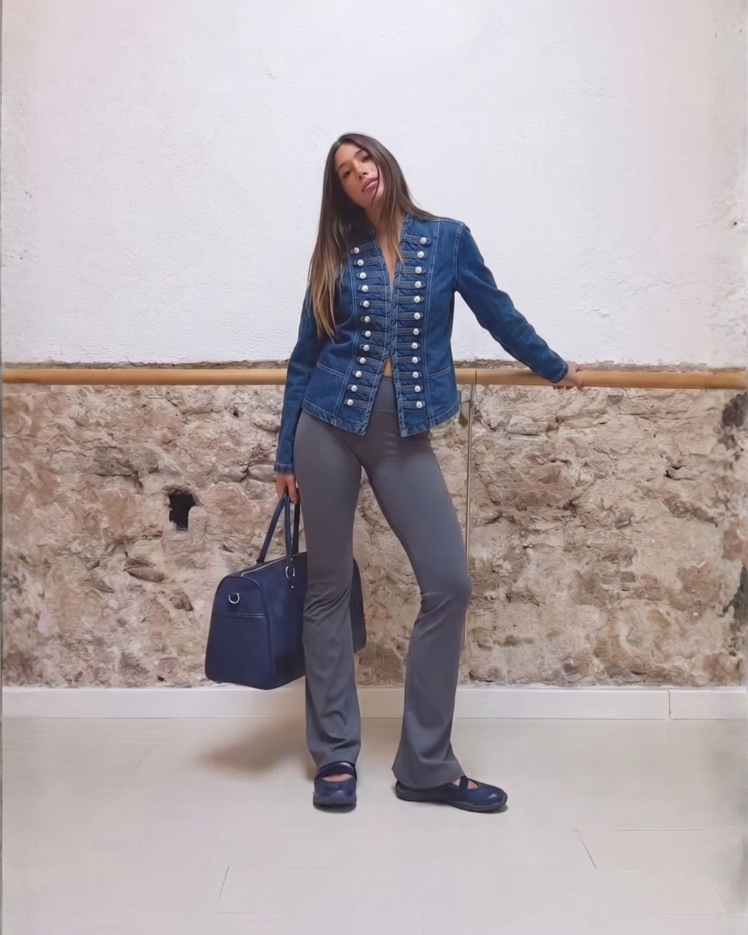 24969 Military Button Denim Jacket