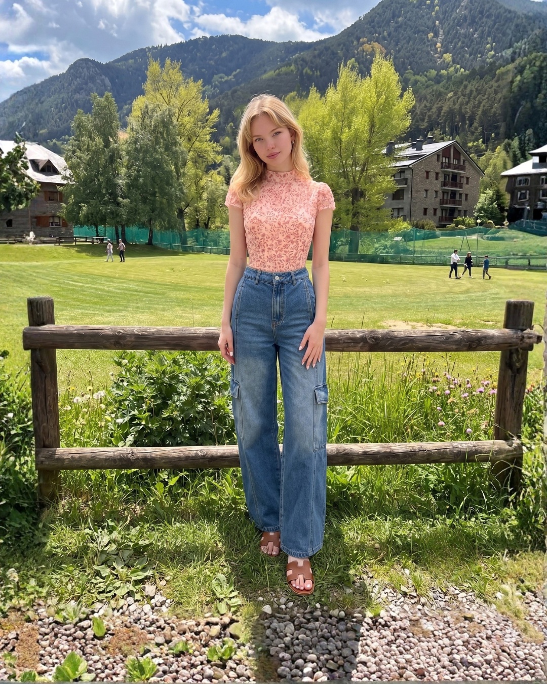 24980 Wide-Leg Cargo Denim Jeans