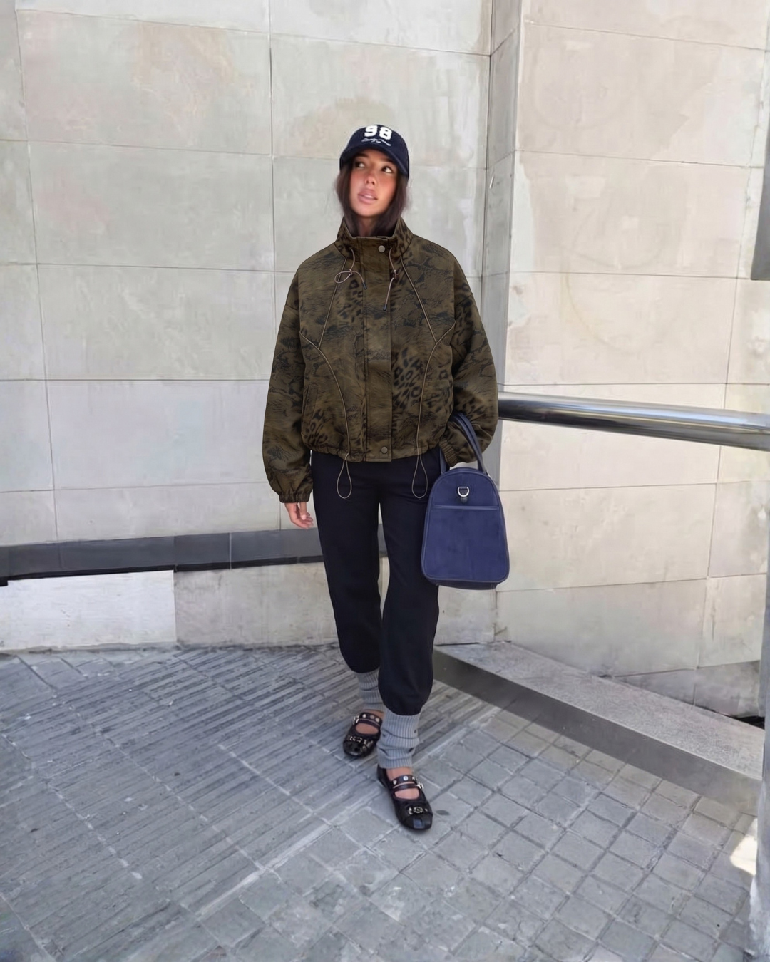 24989 Mixed Animal Print Utility Jacket