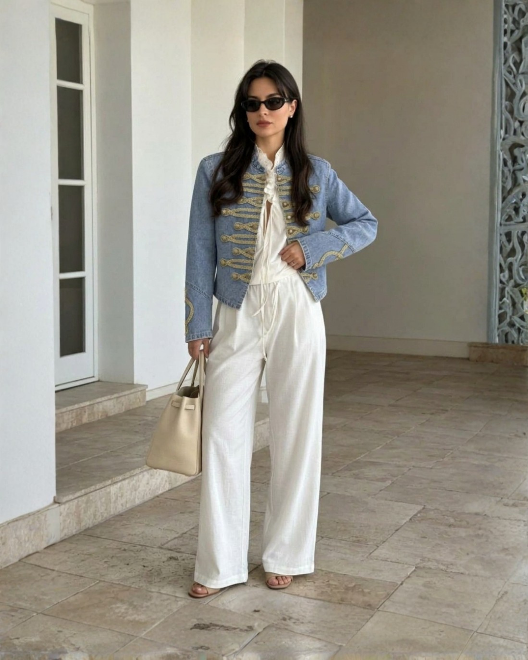 25052 Military Braid Denim Jacket