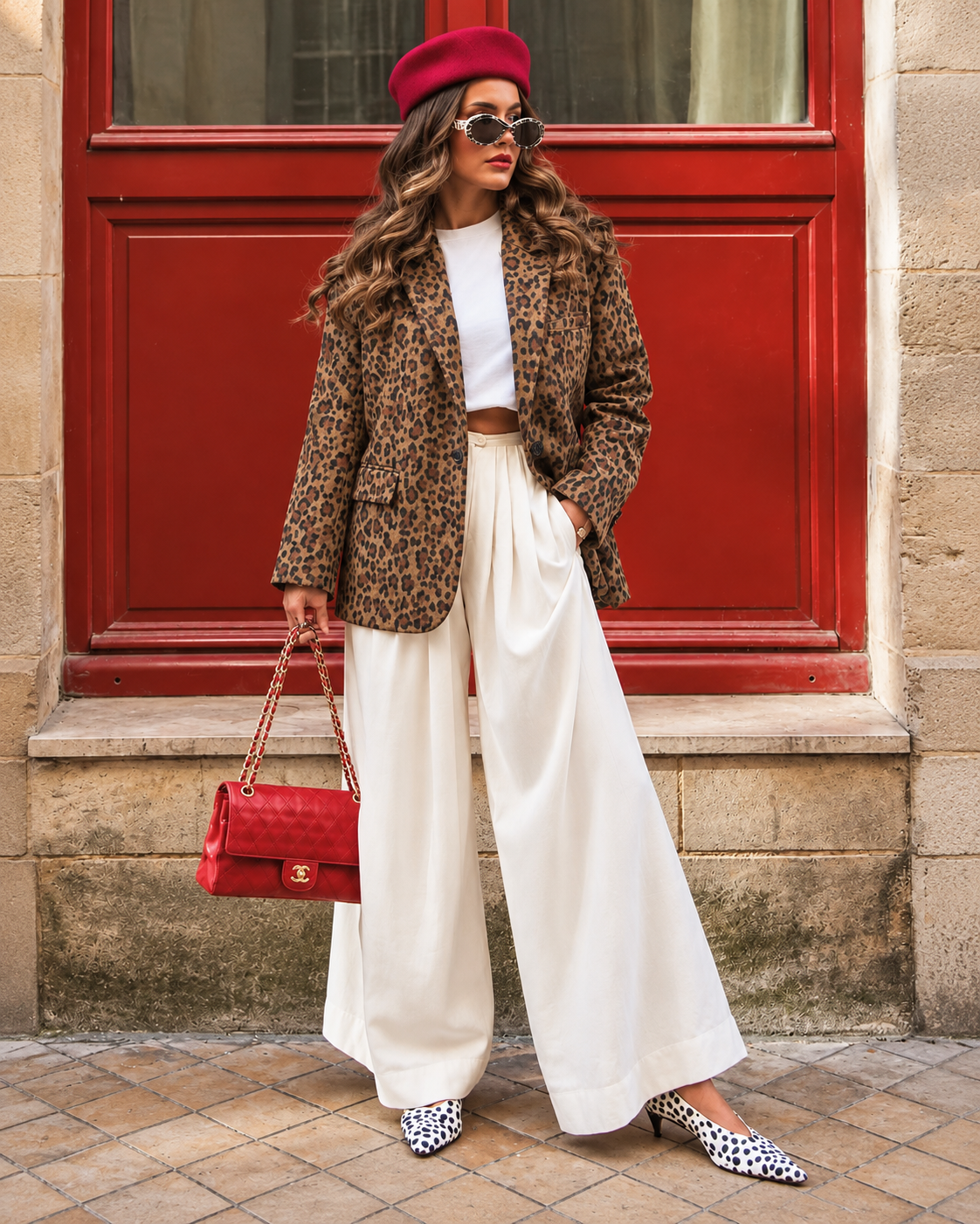 25144 Leopard Print Oversized Blazer