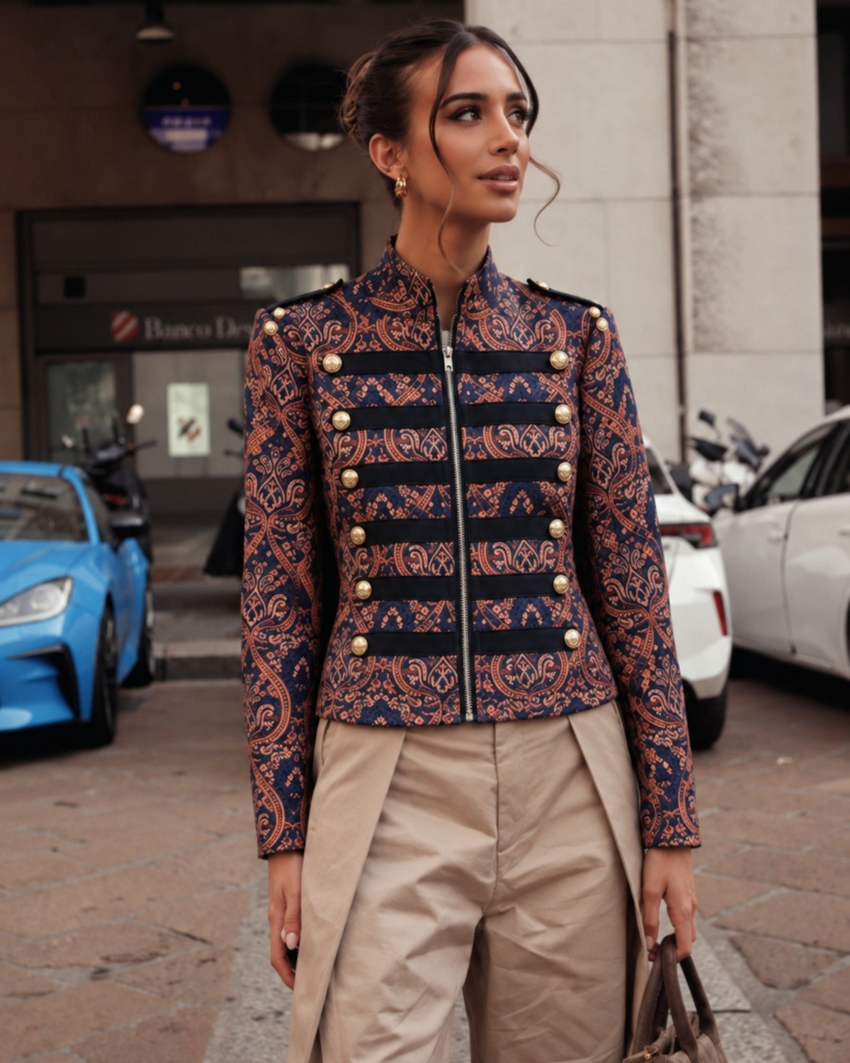 25147 Paisley Military Button Jacket