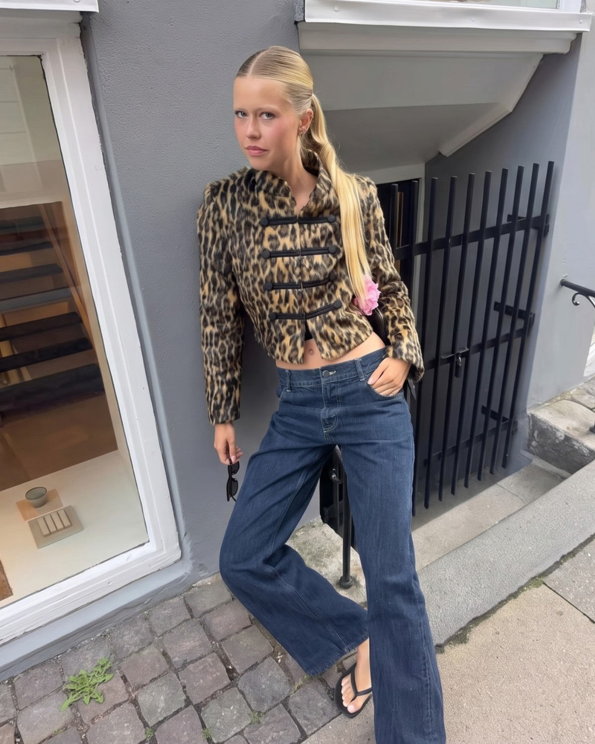 25162 Wild Mood Leopard Faux Fur Jacket