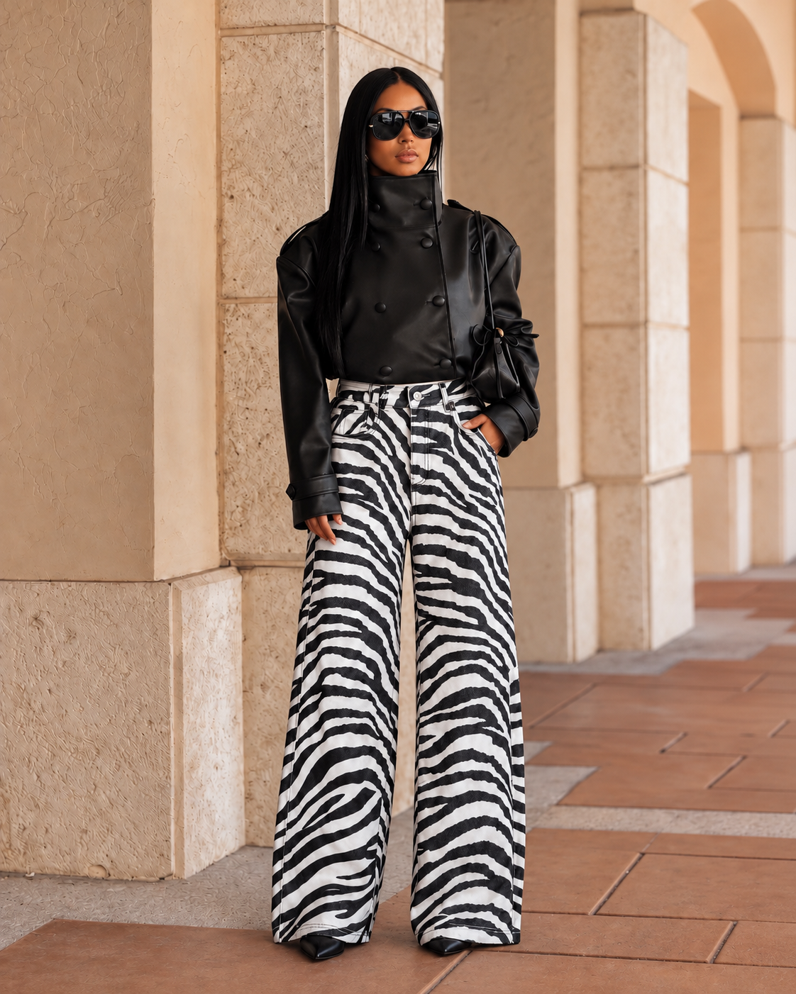 25171 Statement Zebra Wide-Leg Jeans