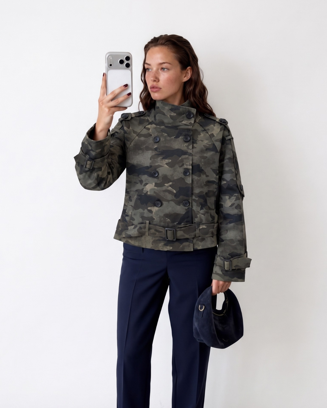 25173 Camo Double-Breasted Moto Jacket