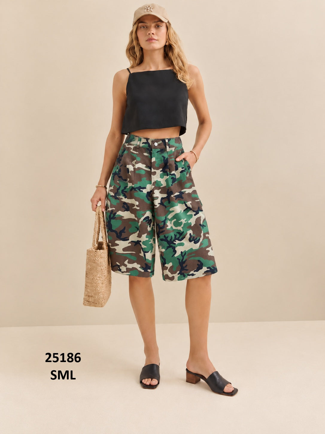 25186 Retro Camo Pleated Culottes