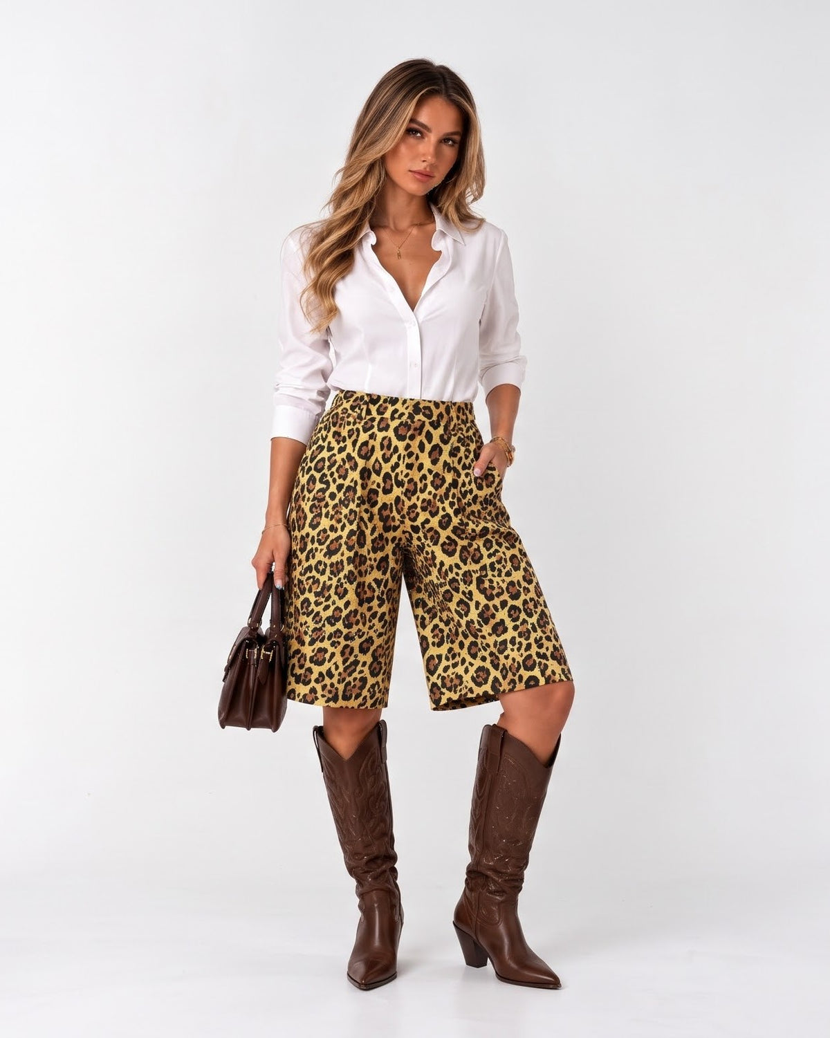 25222 Wild City Leopard Bermuda Shorts