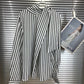 21250 Striped Tie-Neck Blouse with Balloon Sleeves