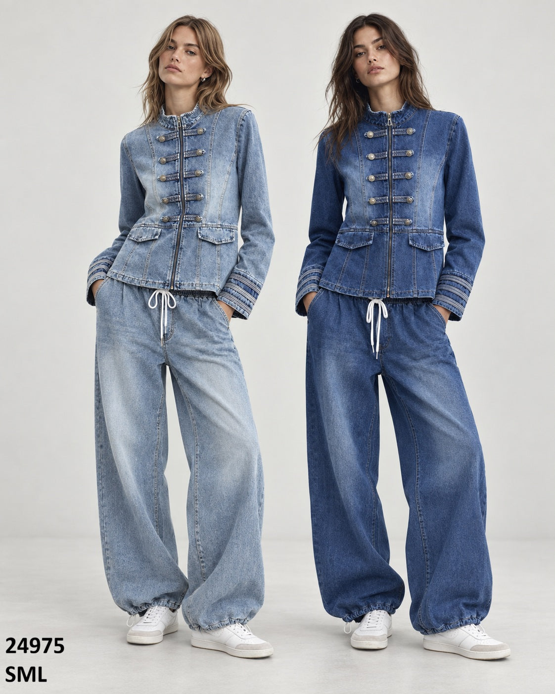 24975 Denim Military Two-Piece Set